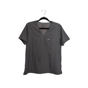 Figs Womens Size Medium Catarina One Pocket Scrub Top Gray V-Neck Short Sleeve